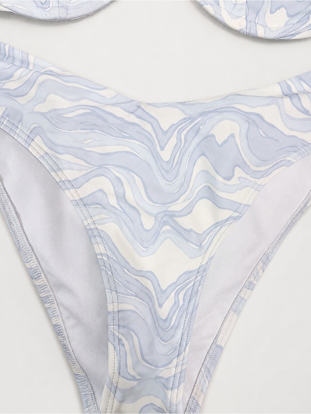 Abercrombie & Fitch Light Blue and White Marble Bikini Top and Bottoms - Picture 3 of 6